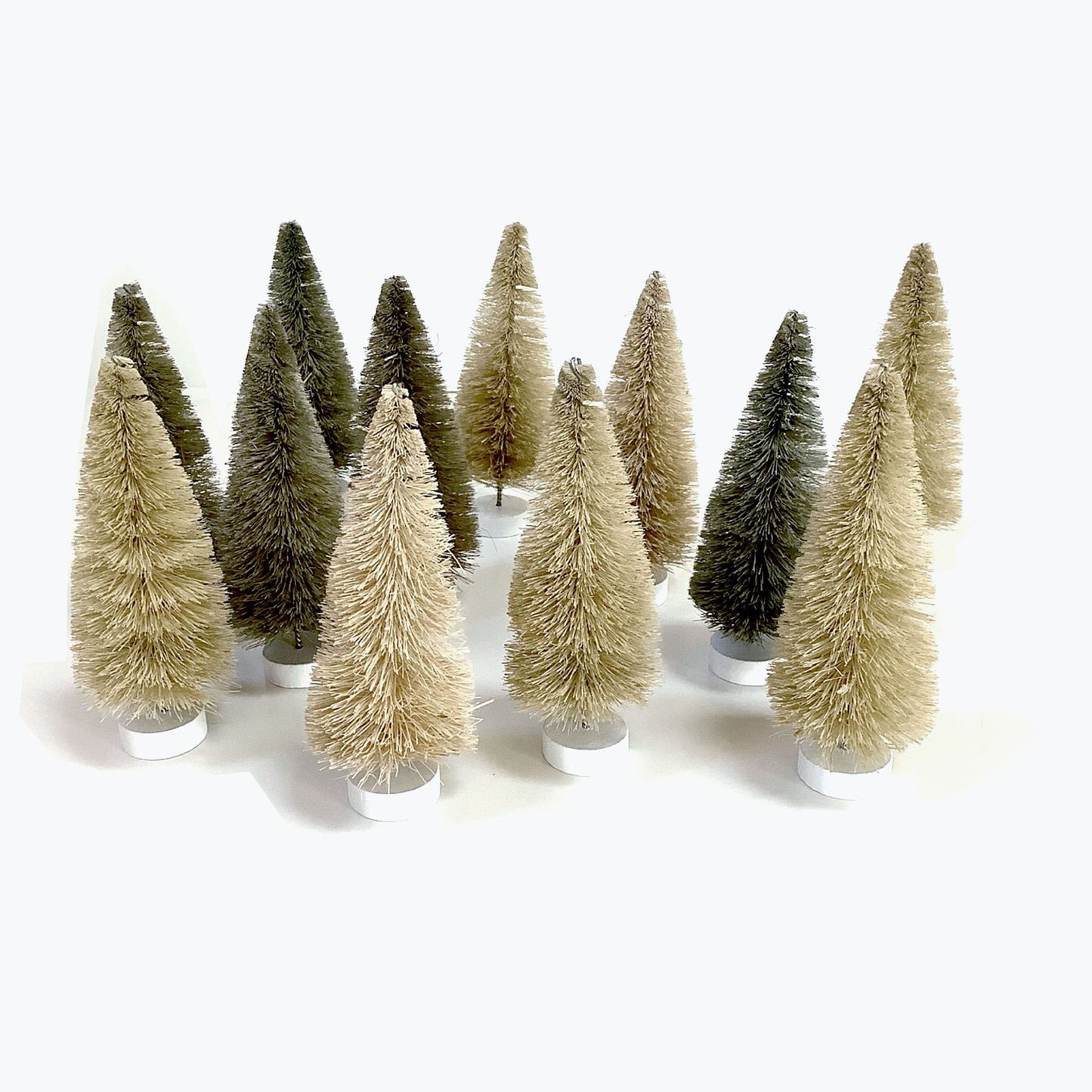 Neutral Hue Bottlebrush Trees Set of 12