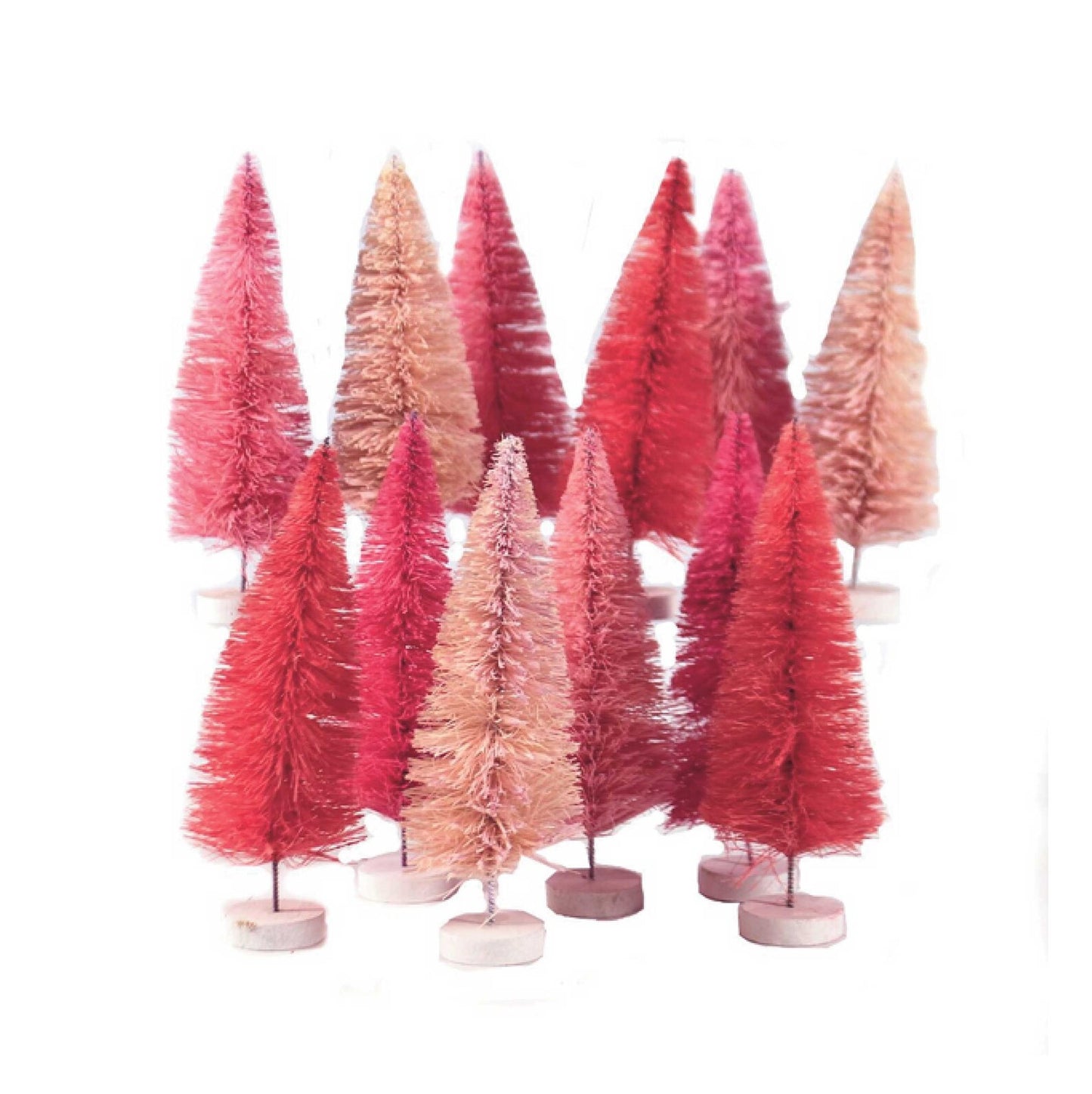 Pink Hue Bottlebrush Trees Set of 12