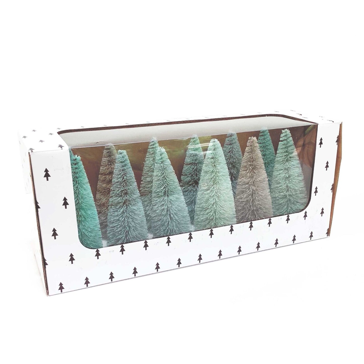 Winter Blue Bottlebrush Trees Set of 12