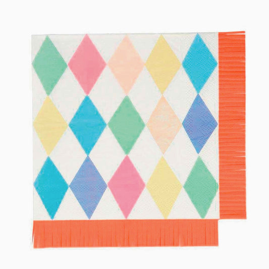 Harlequin Circus Large Napkins with Fringe