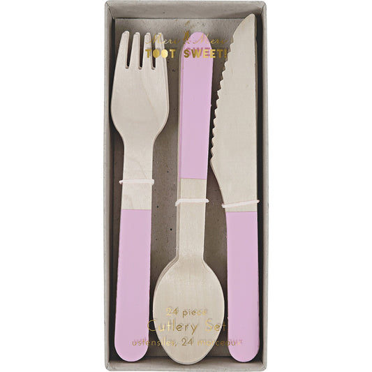 Lavender Wooden Utensils Cutlery Set