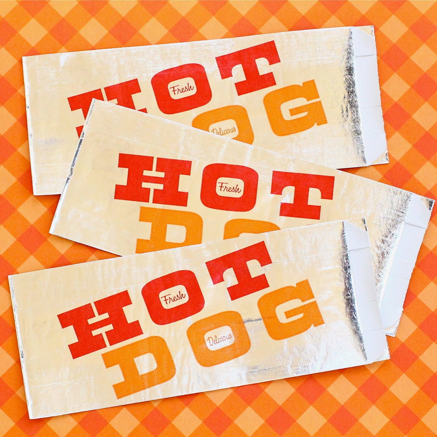 Retro Foil Hot Dog Bags