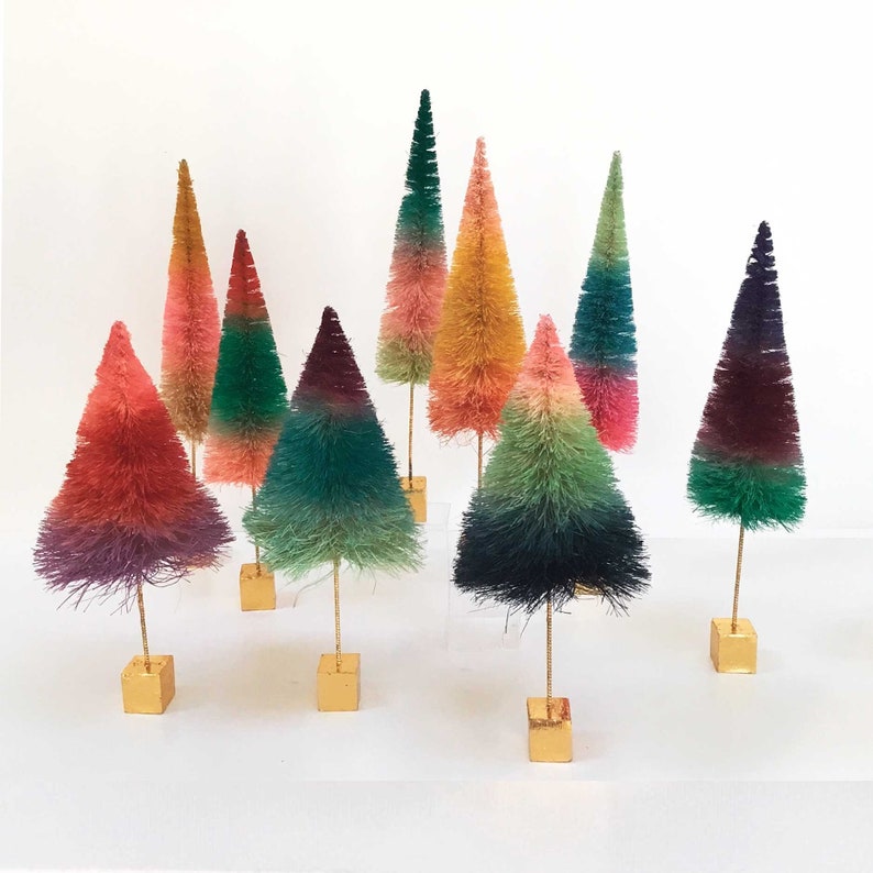 Rainbow Stripe Ombre Bottle Brush Tree