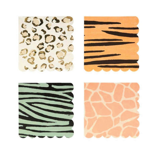 Animal Print Large Napkins with Gold Foil
