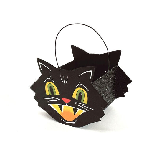 Halloween black cat container with a white background