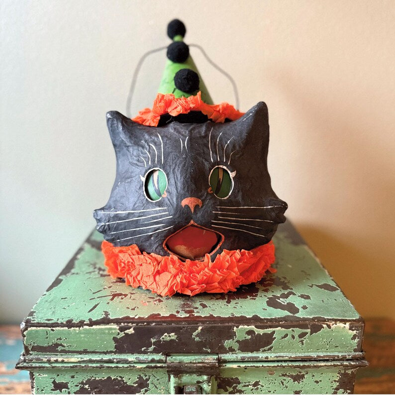 Sassy Cat Candy Bucket with Ruffle & Hat