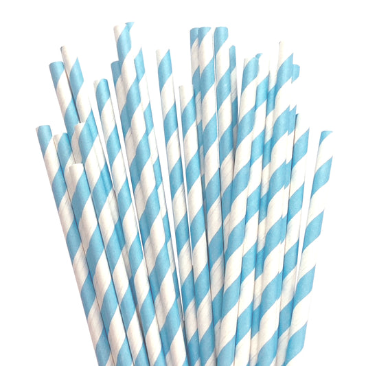 Baby Blue Stripe Paper Straws