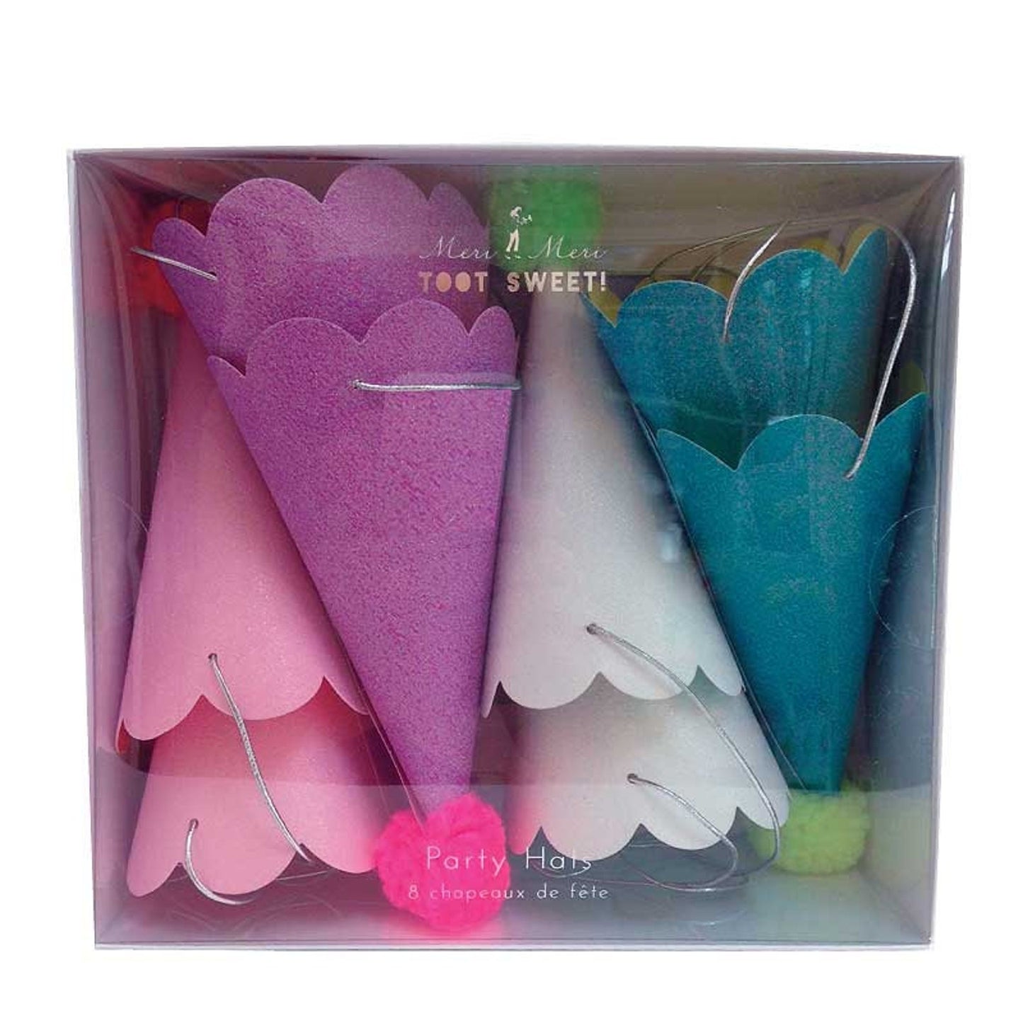 Glitter Party Hats With Pom Poms