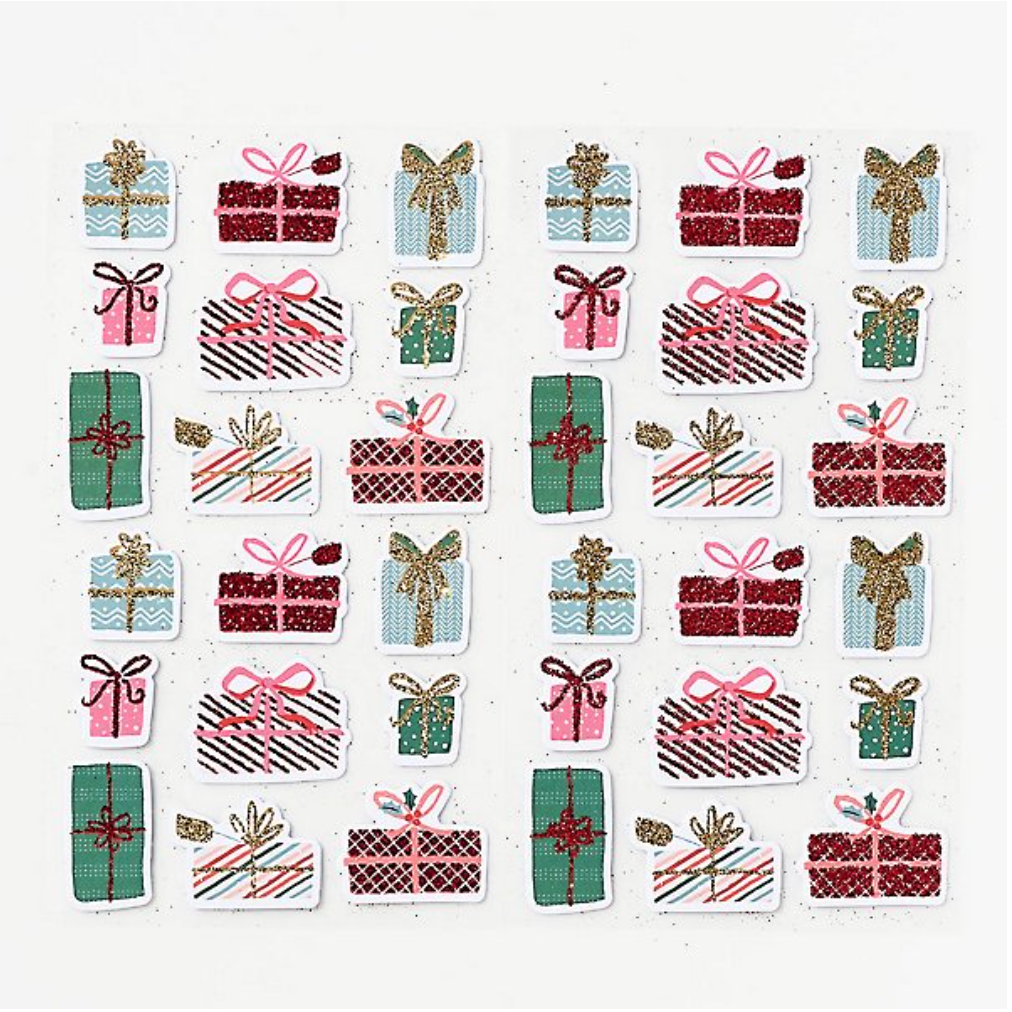 Christmas Present Glitter Stickers