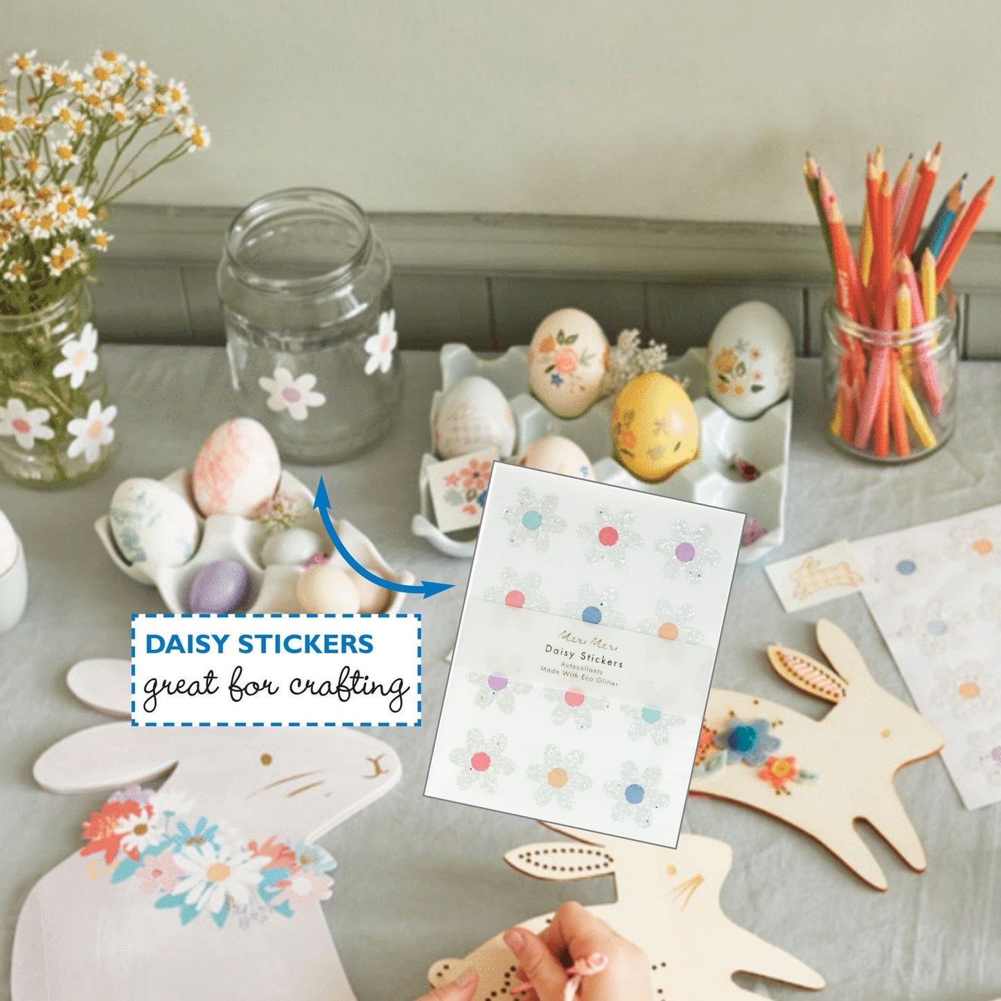 Glitter Daisy Stickers