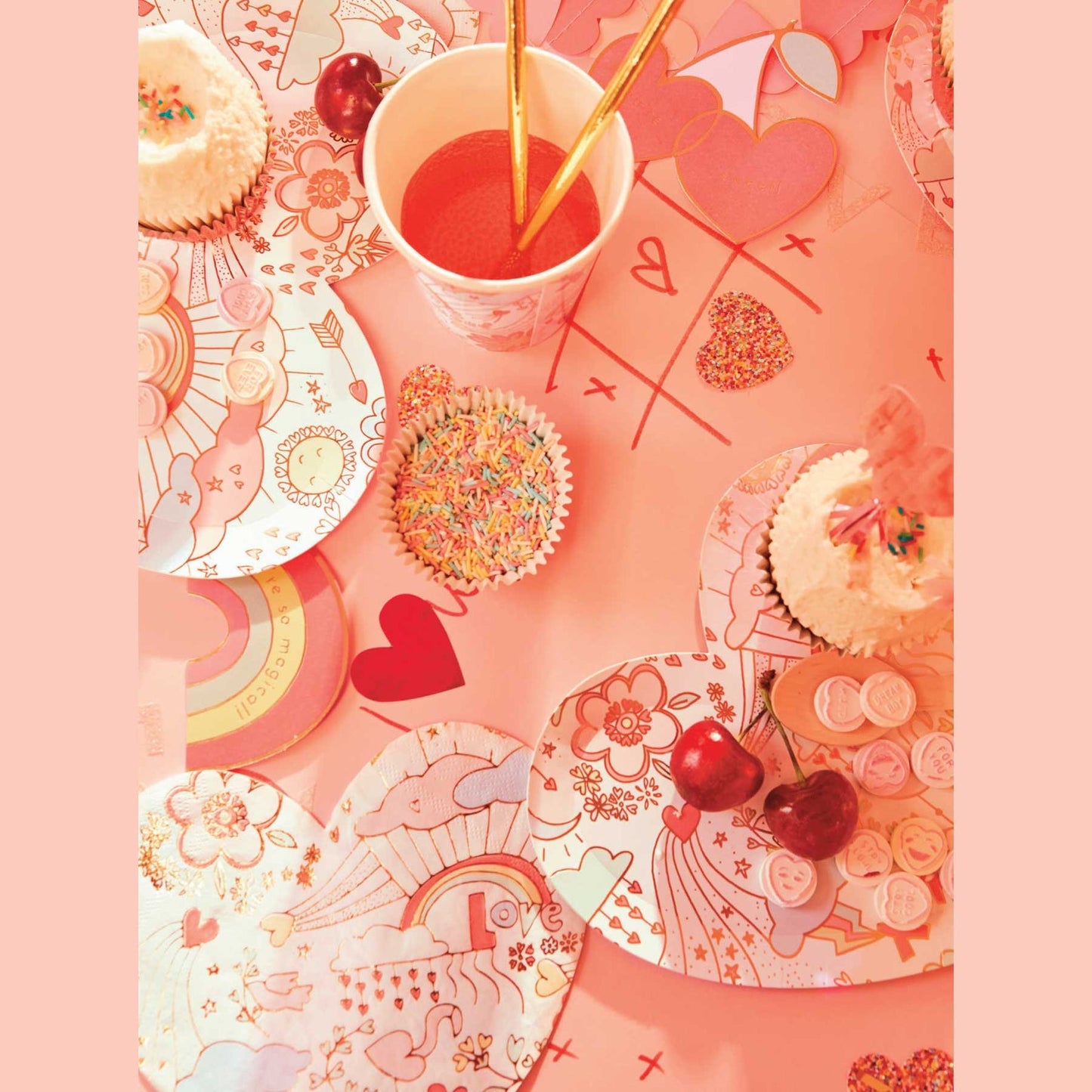 Valentine Doodle Small Paper Plates