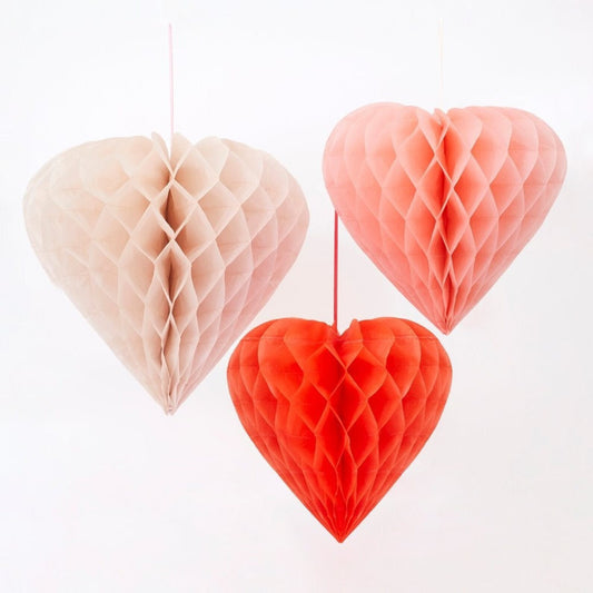 Meri Meri Honeycomb Hearts Decoration Pack of 6
