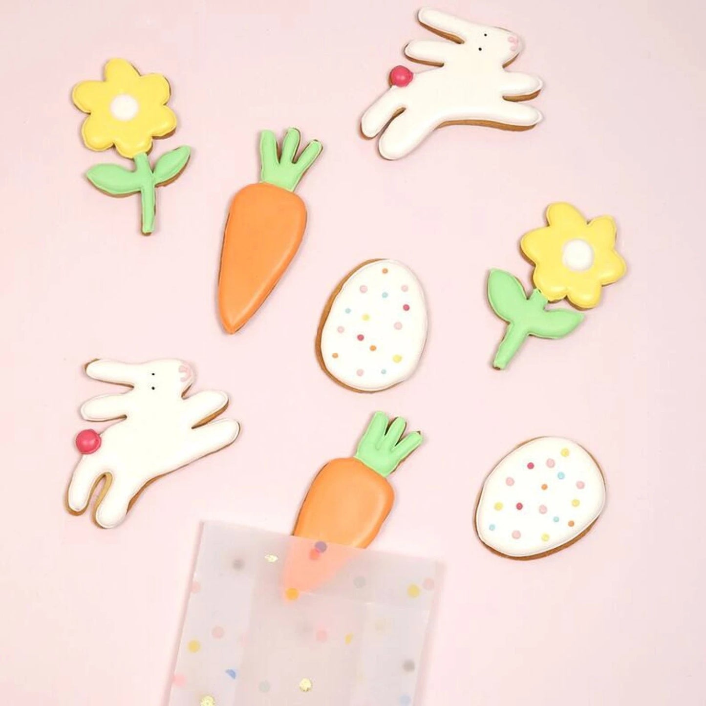 carrot bunny flower egg decorated cookies