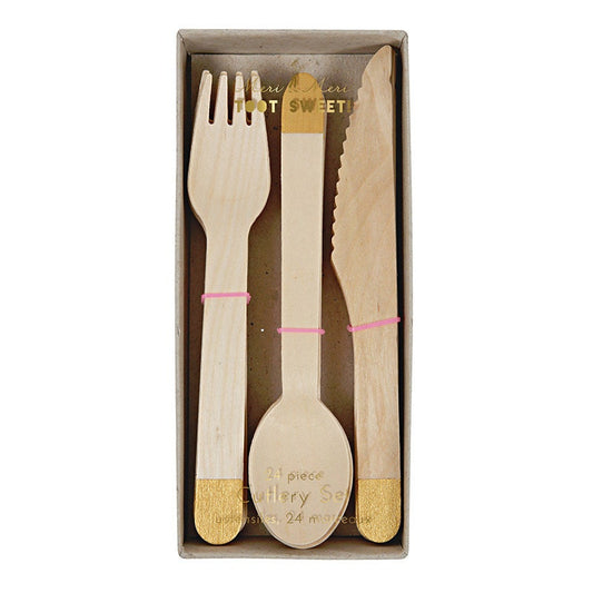 Gold Wooden Utensil Cutlery Set