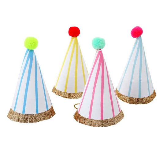 Mini Stripe Pom Pom Party Hats