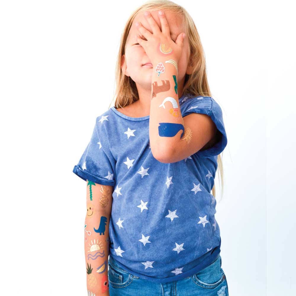 Neon Rainbow Tattoos with Gold Foil