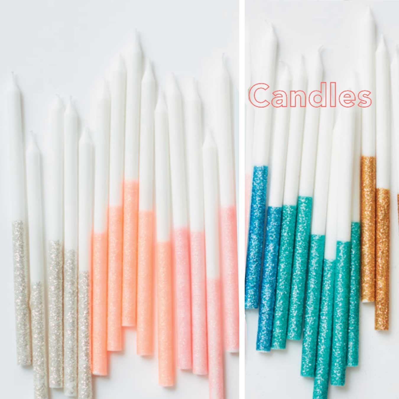 Pale Pink Glitter Dipped Candles