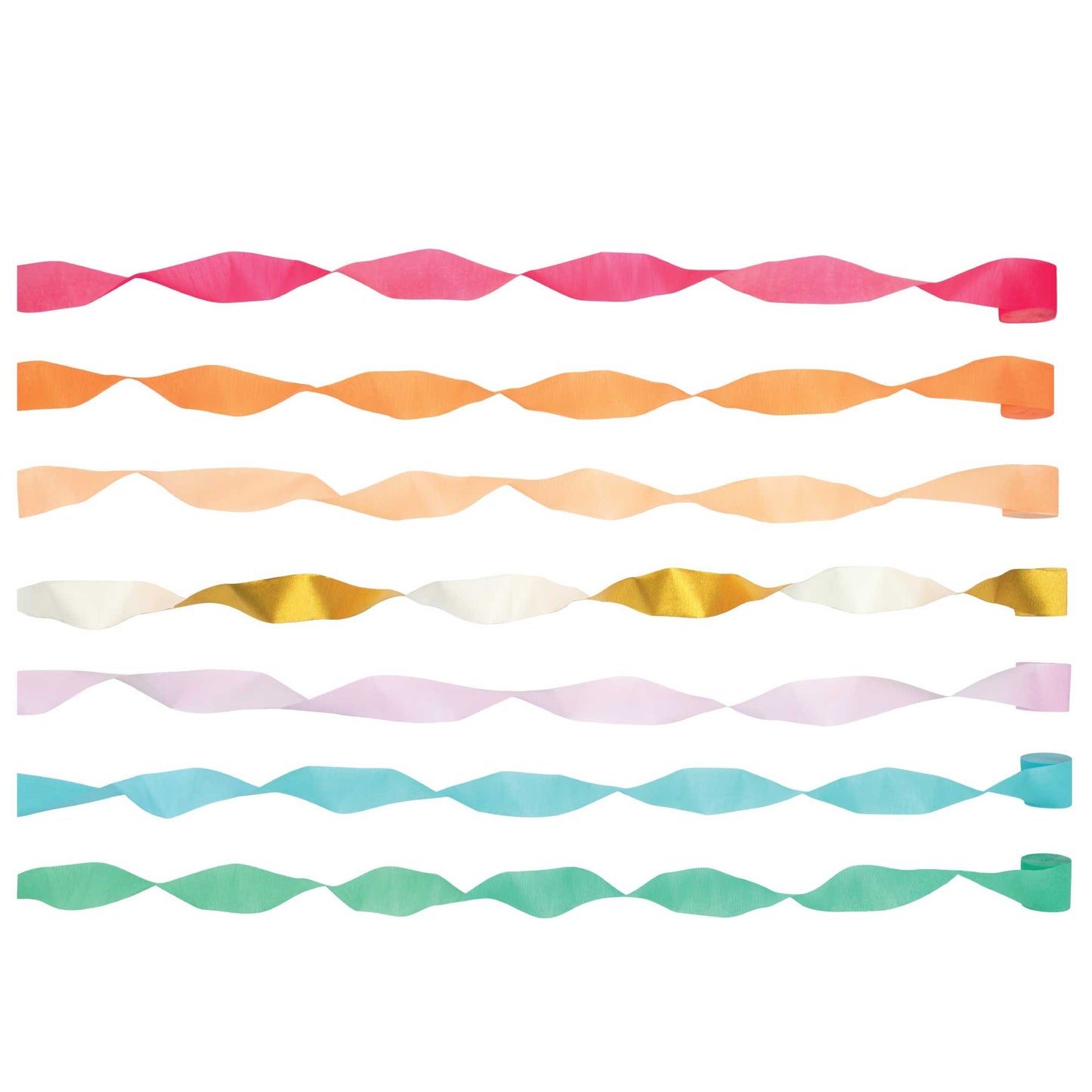bright crepe paper streamers twisted