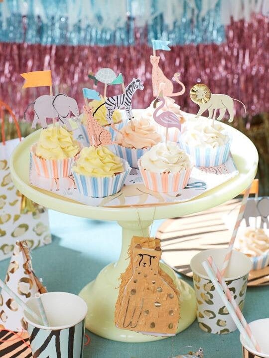 cupcake toppers elephant zebra cheetah, lion pelican turtle