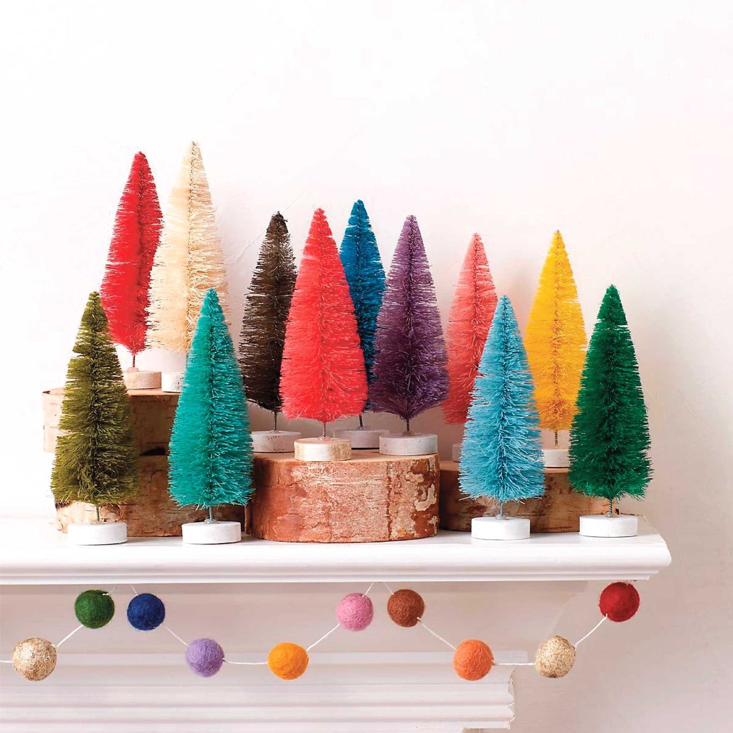 Rainbow Hue 4" Bottlebrush Trees Set of 12