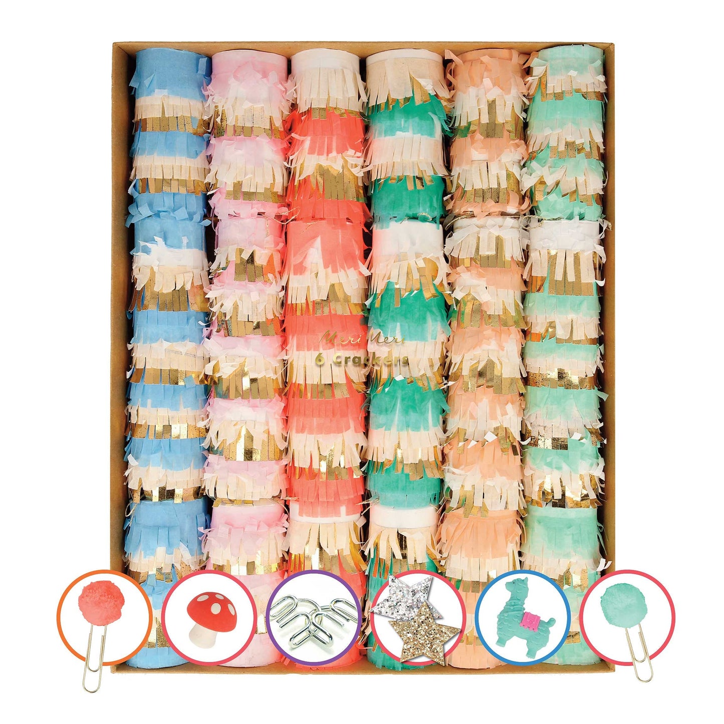 Meri Meri Pastel Fringe Christmas Crackers