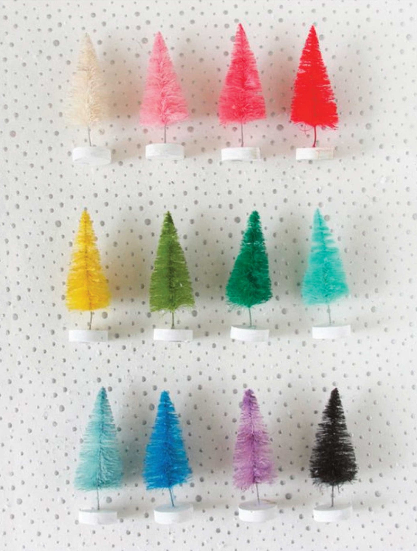 Rainbow Hue 4" Bottlebrush Trees Set of 12