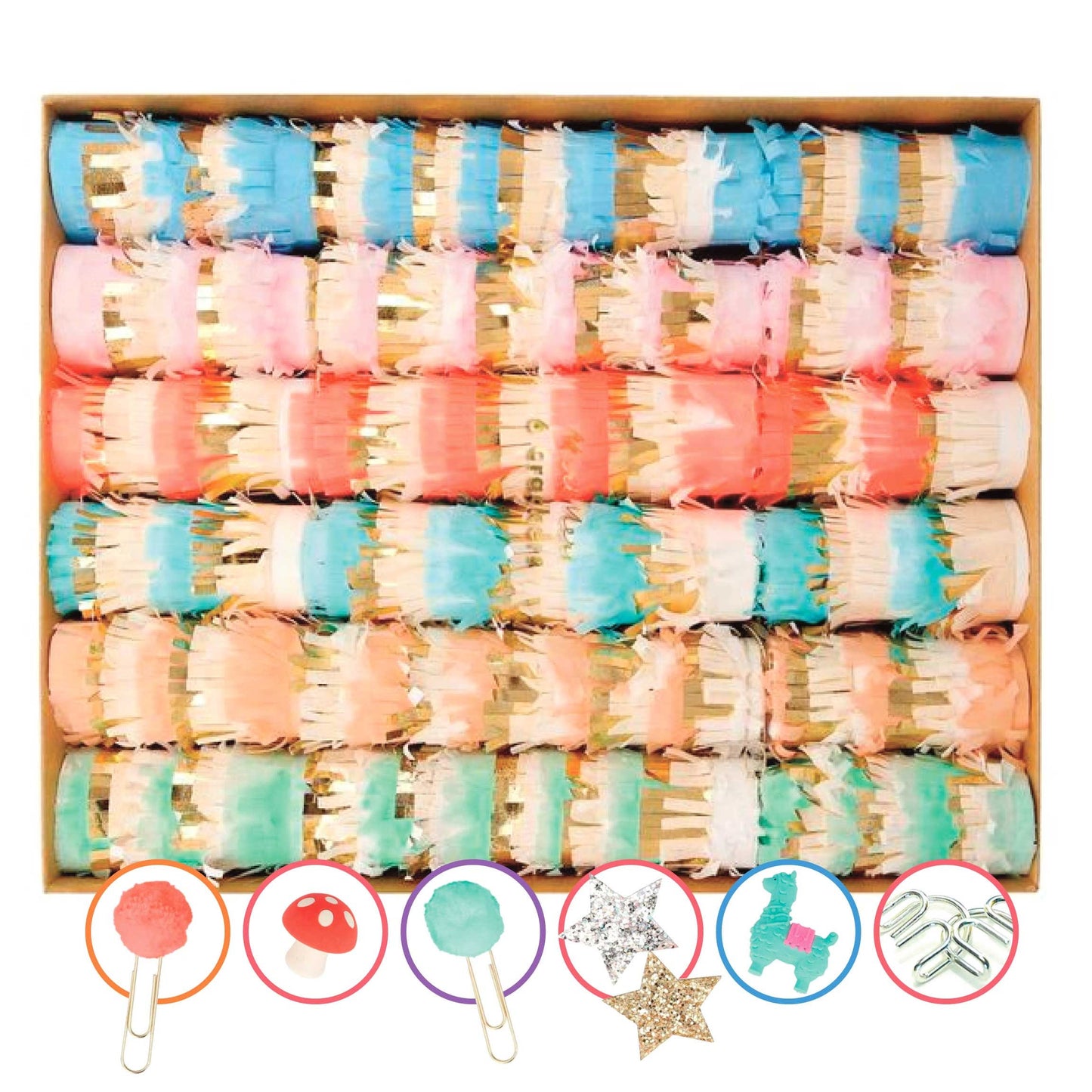 Meri Meri Pastel Fringe Christmas Crackers
