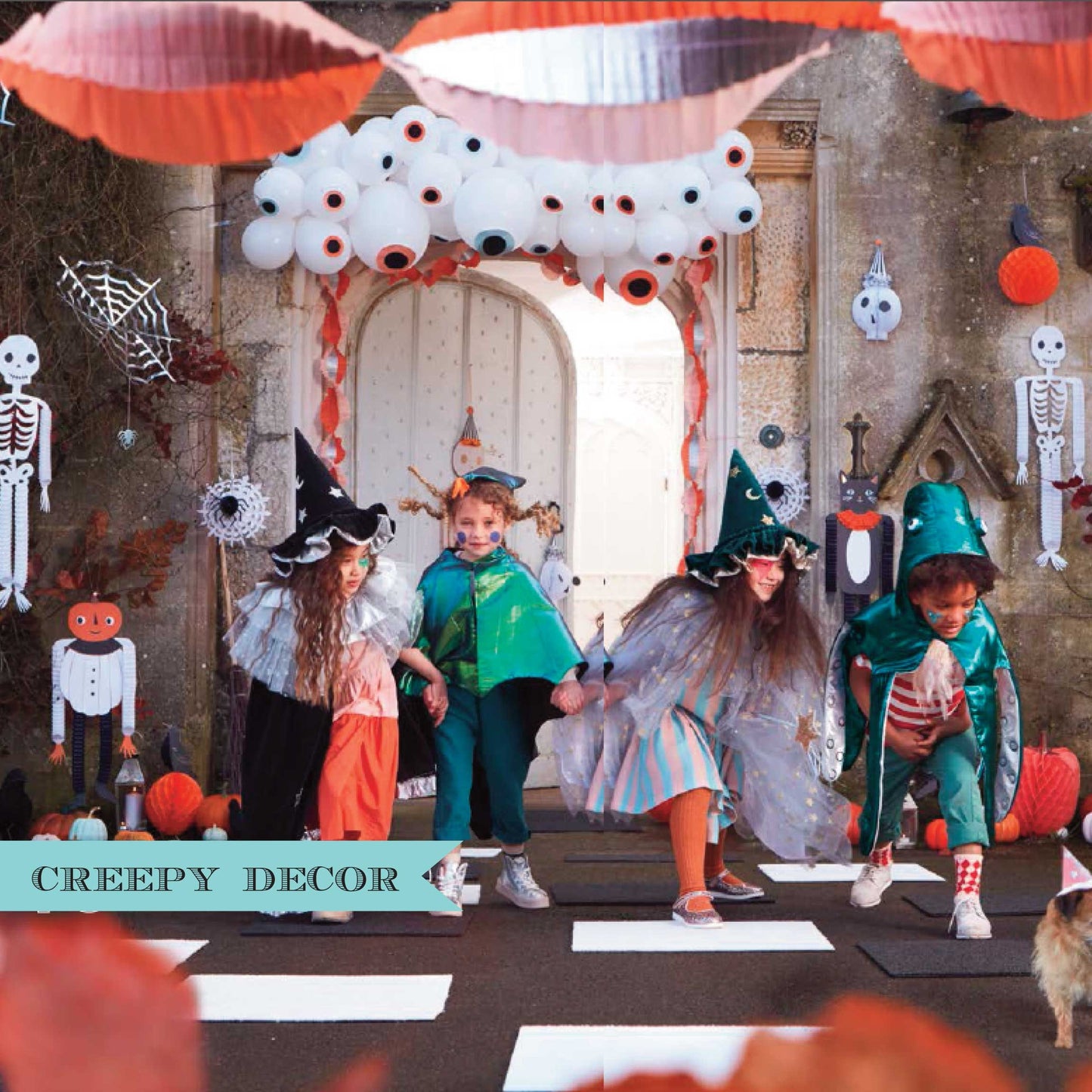 Pastel Halloween Crepe Paper Garland Outdoors