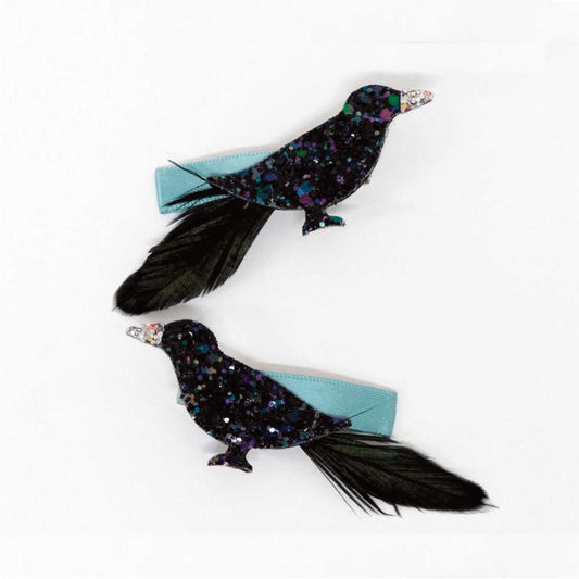 Halloween Glitter Crow Hair Clips