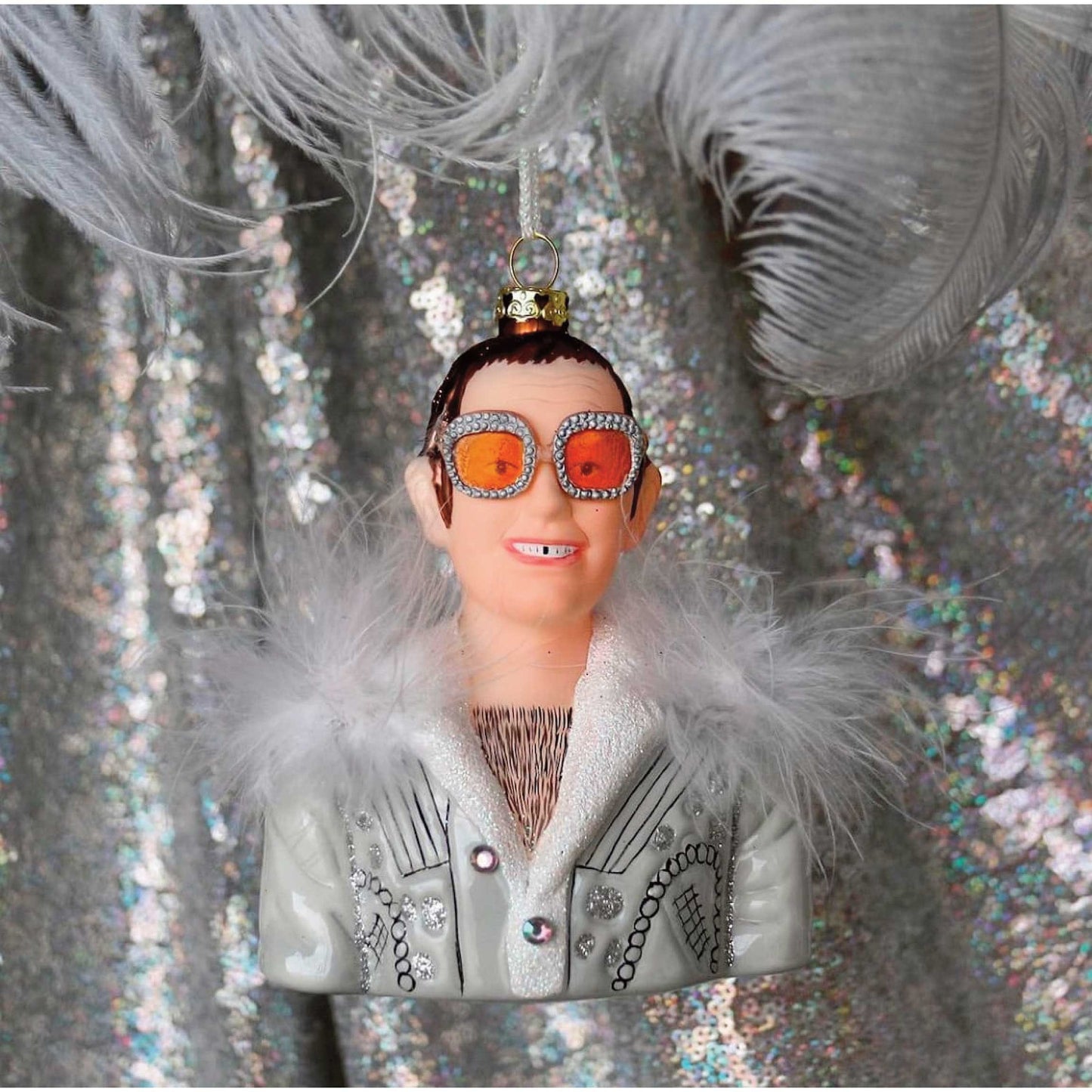 Sir Elton John Glass Ornament