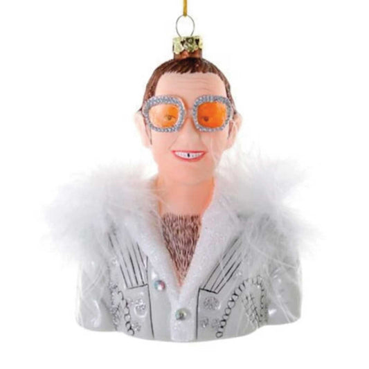 Sir Elton John Glass Ornament