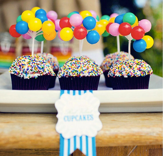 Party Balloon Cupcake Picks (3 Stems)