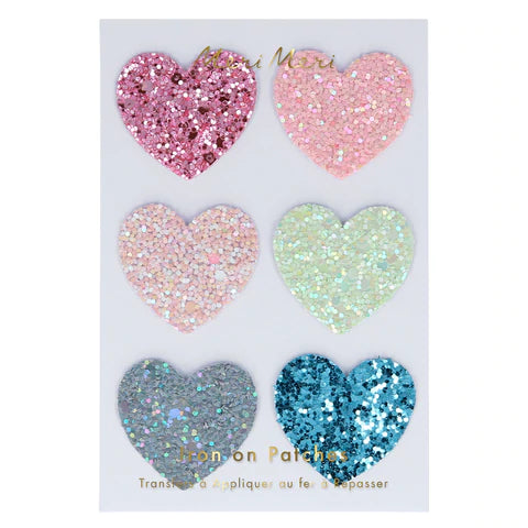 Rainbow Glitter Heart Patches