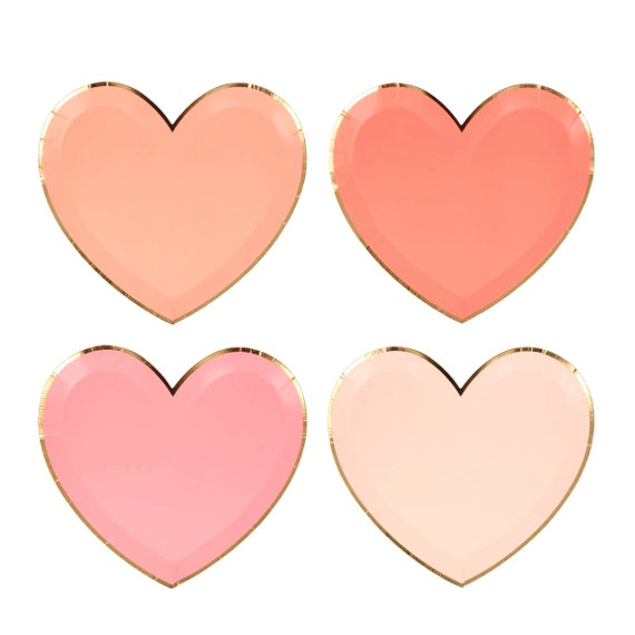 Pink Hue Heart Large Paper Plates