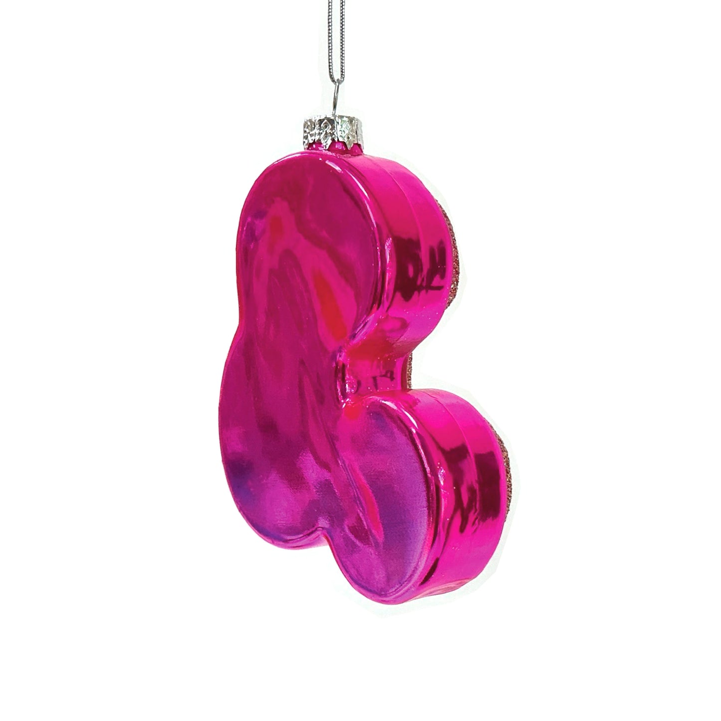 Cody Foster Pink Glittered B Glass Ornament