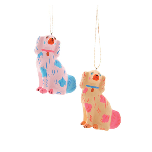 Pastel Staffordshire Dog Ornaments