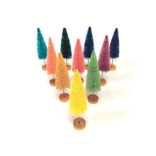 Multicolor Long-Stem Bottlebrush Trees Set of 10