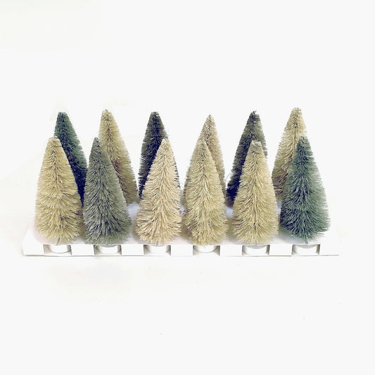 Neutral Hue Bottlebrush Trees Set of 12