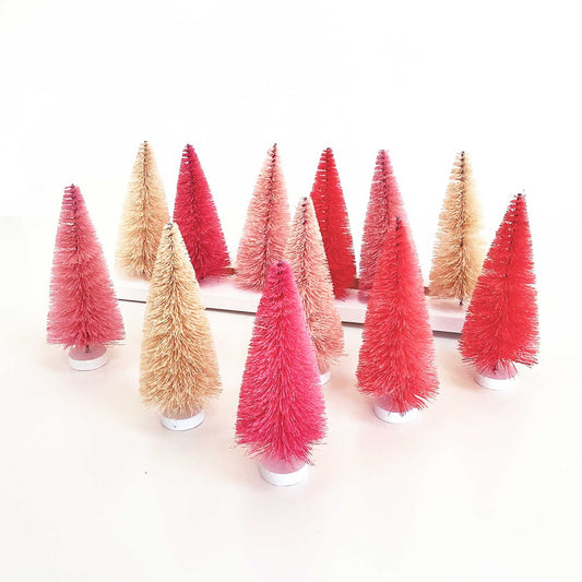 Pink Hue Bottlebrush Trees Set of 12