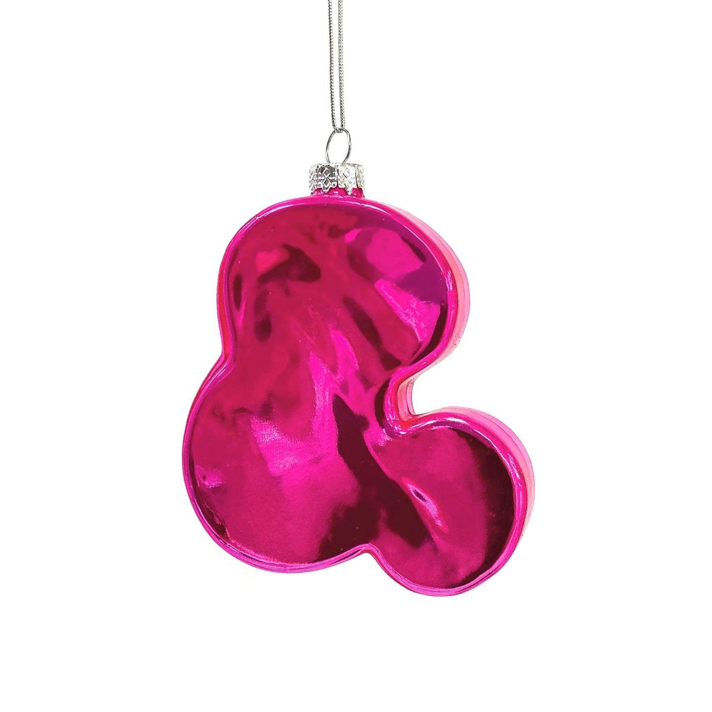 Cody Foster Pink Glittered B Glass Ornament