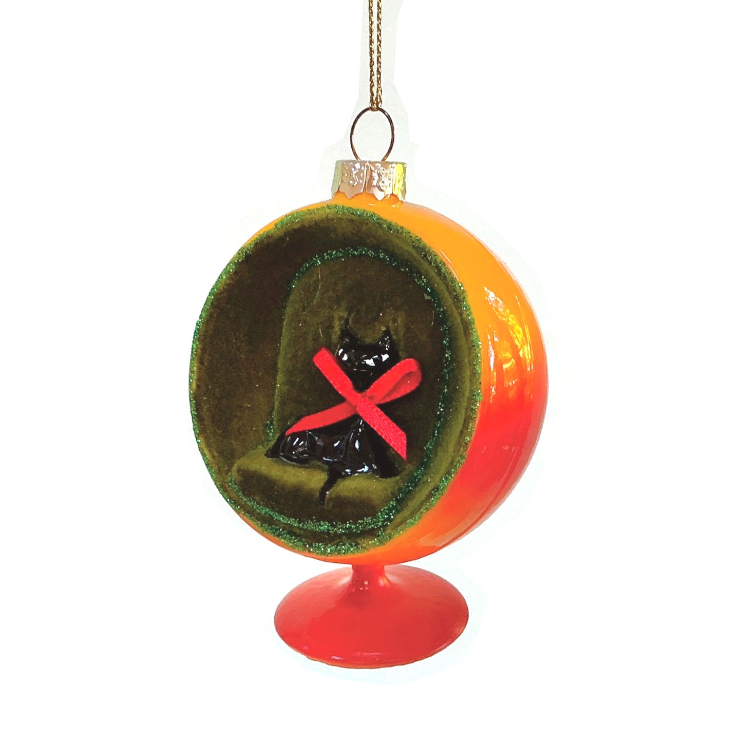 Cody Foster Mid Century Chair with Black Cat Glass Ornament