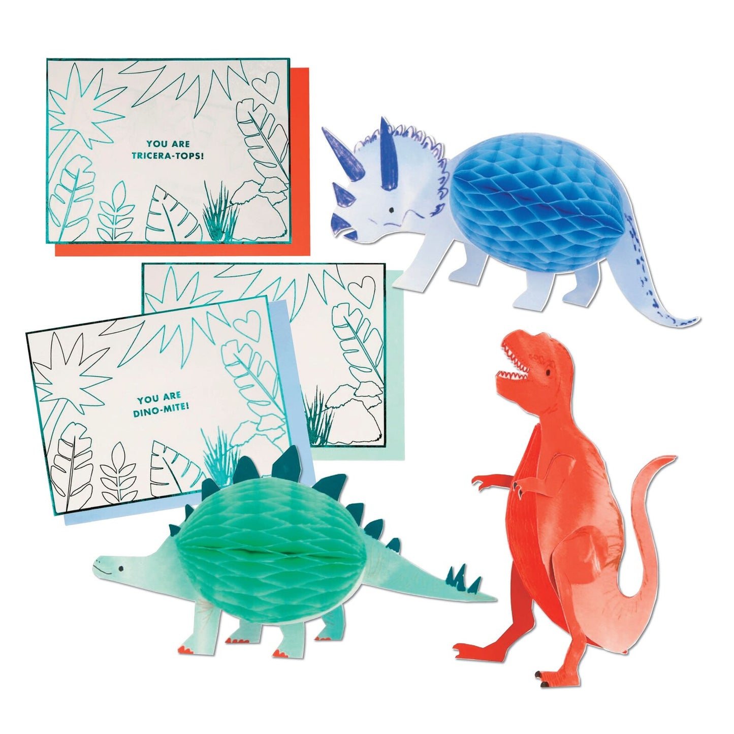Honeycomb Dinosaur Valentine Cards Set of 12