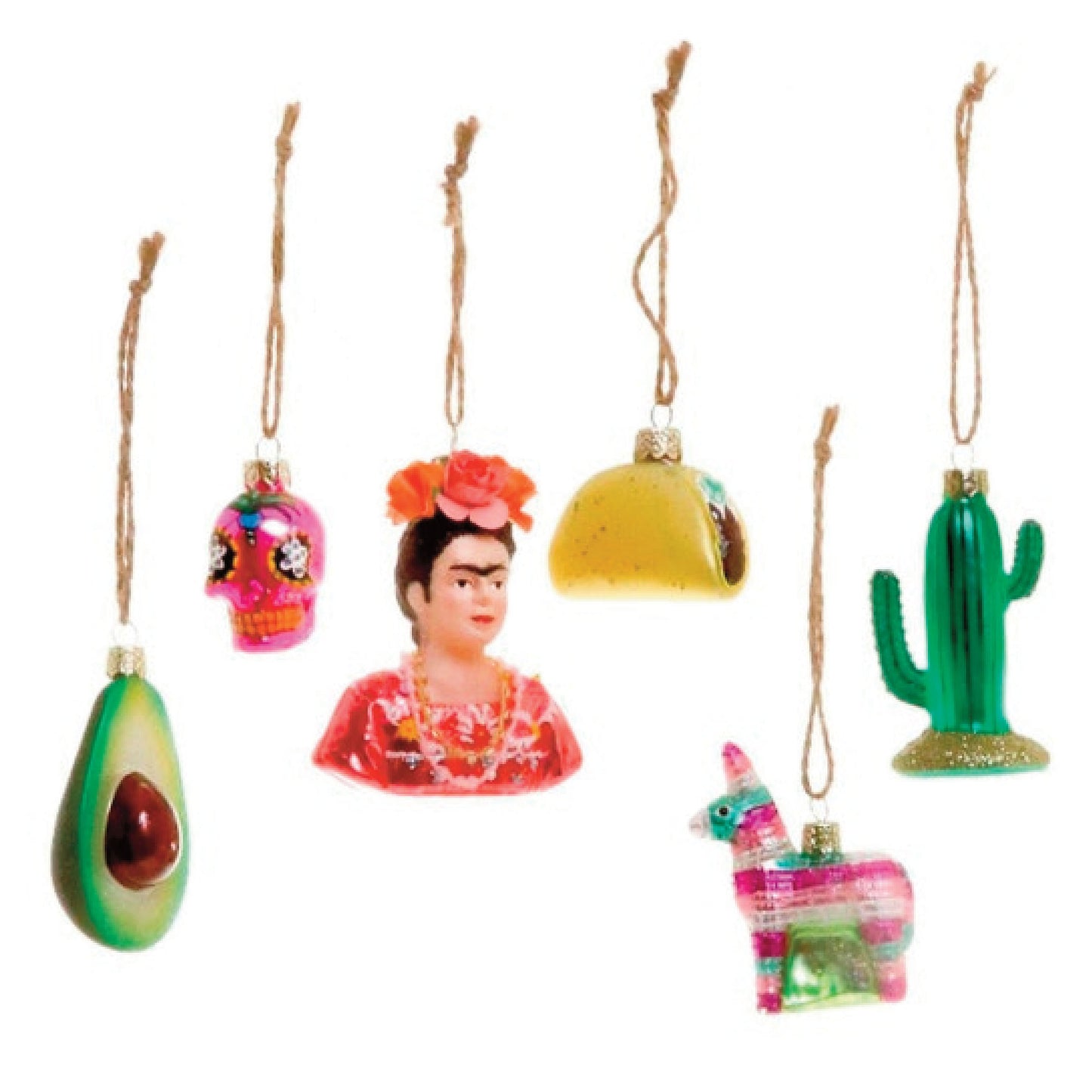 Viva Mexico Ornaments, Sugar Skull, Pinata, Taco