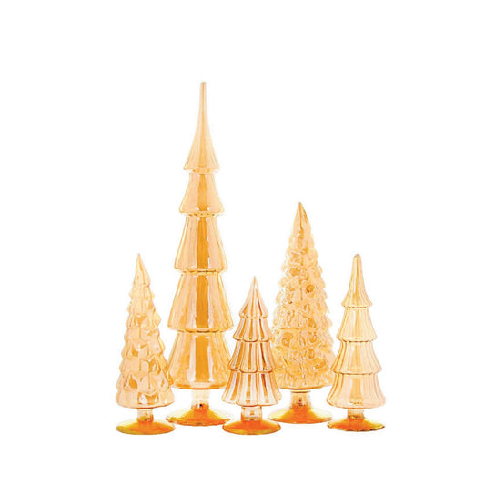 Amber Hue Large Glass Trees, Set of 5