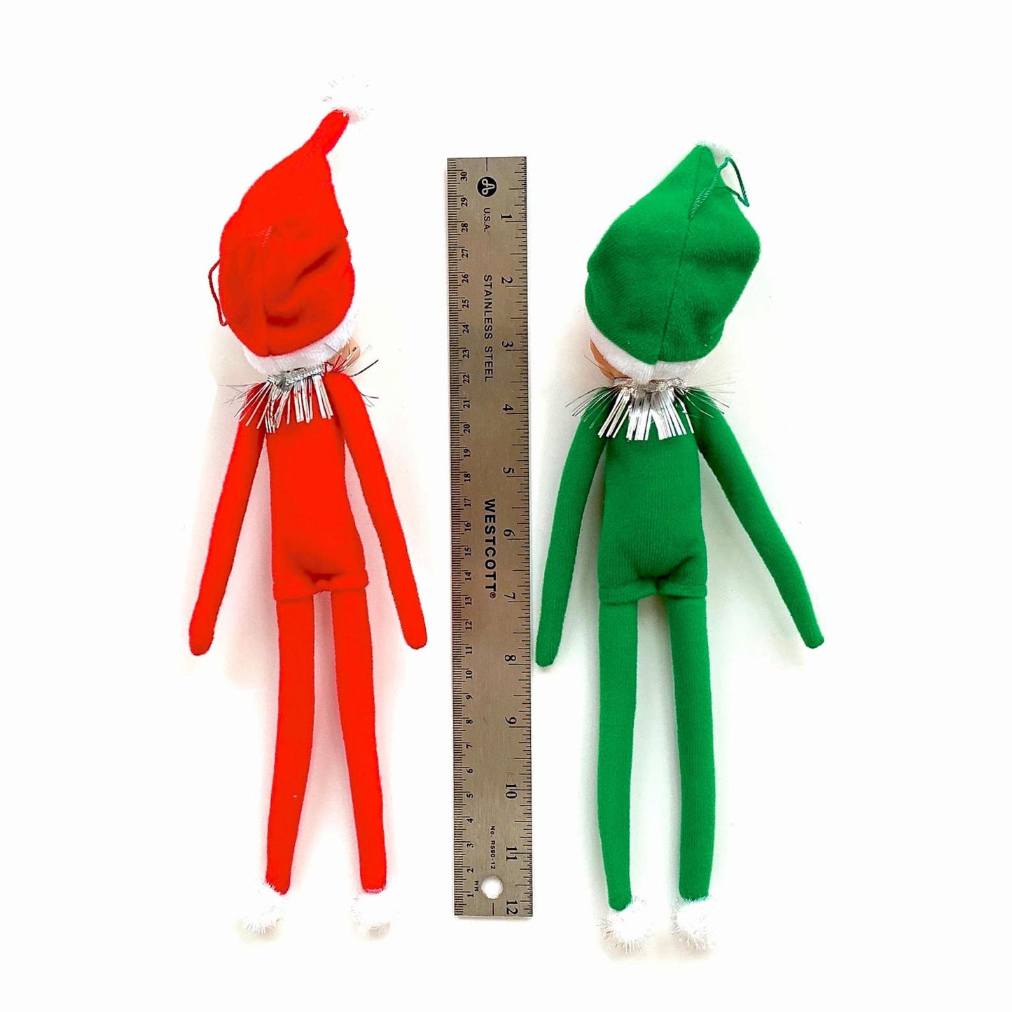 Pixie Elf Knee Hugger Ornament in Red or Green