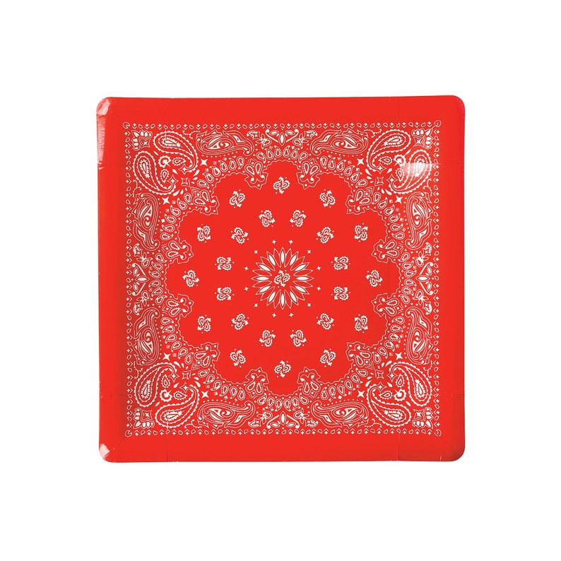 Red Bandana Square Paper Plate