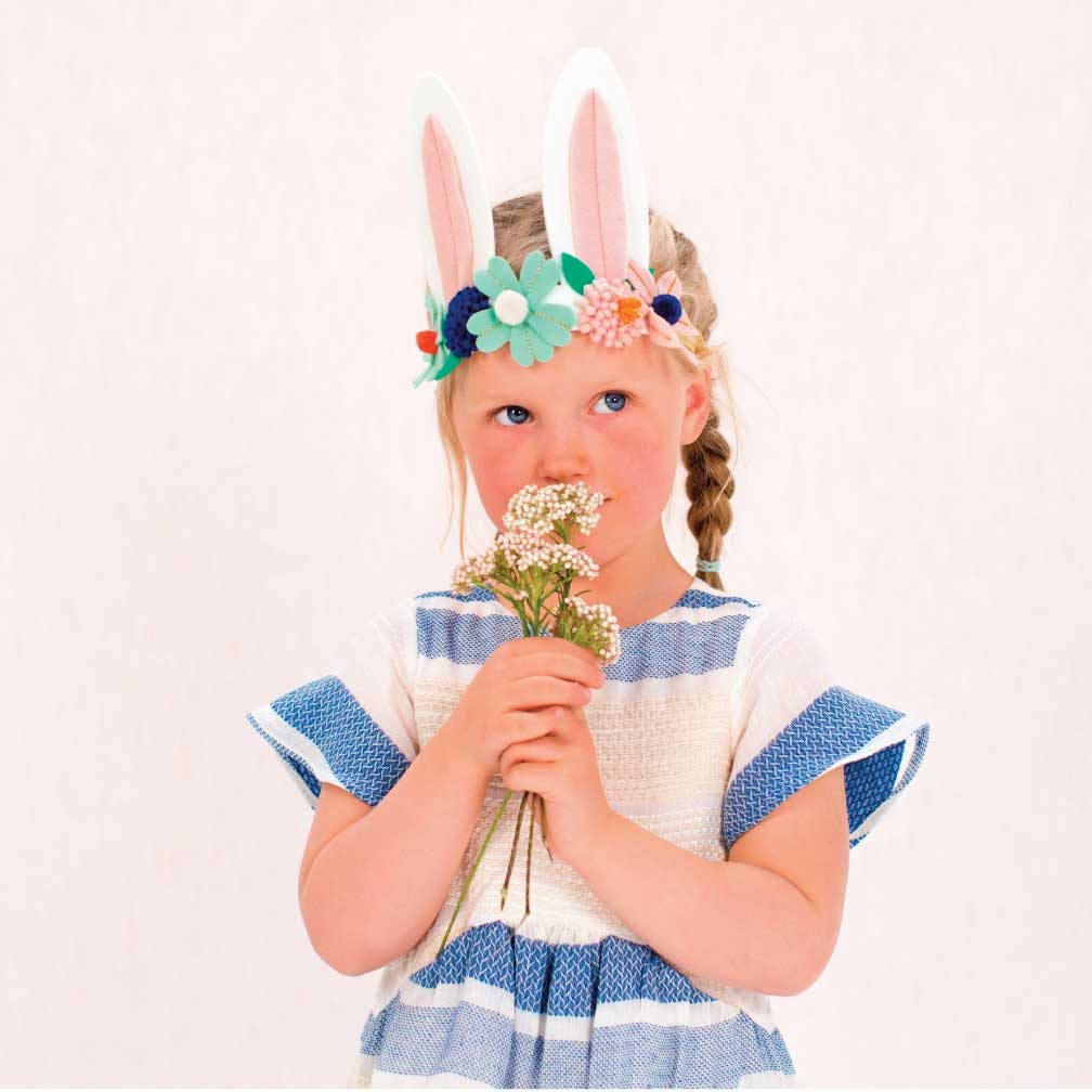 Bunny Headband with Felt Flowers