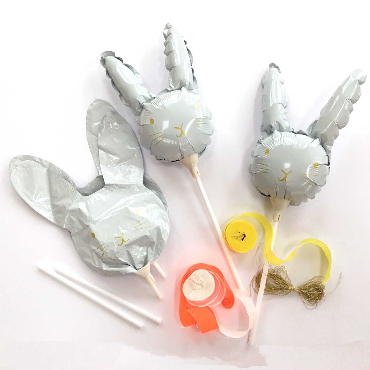 6 Foil Bunny Balloons on Sticks