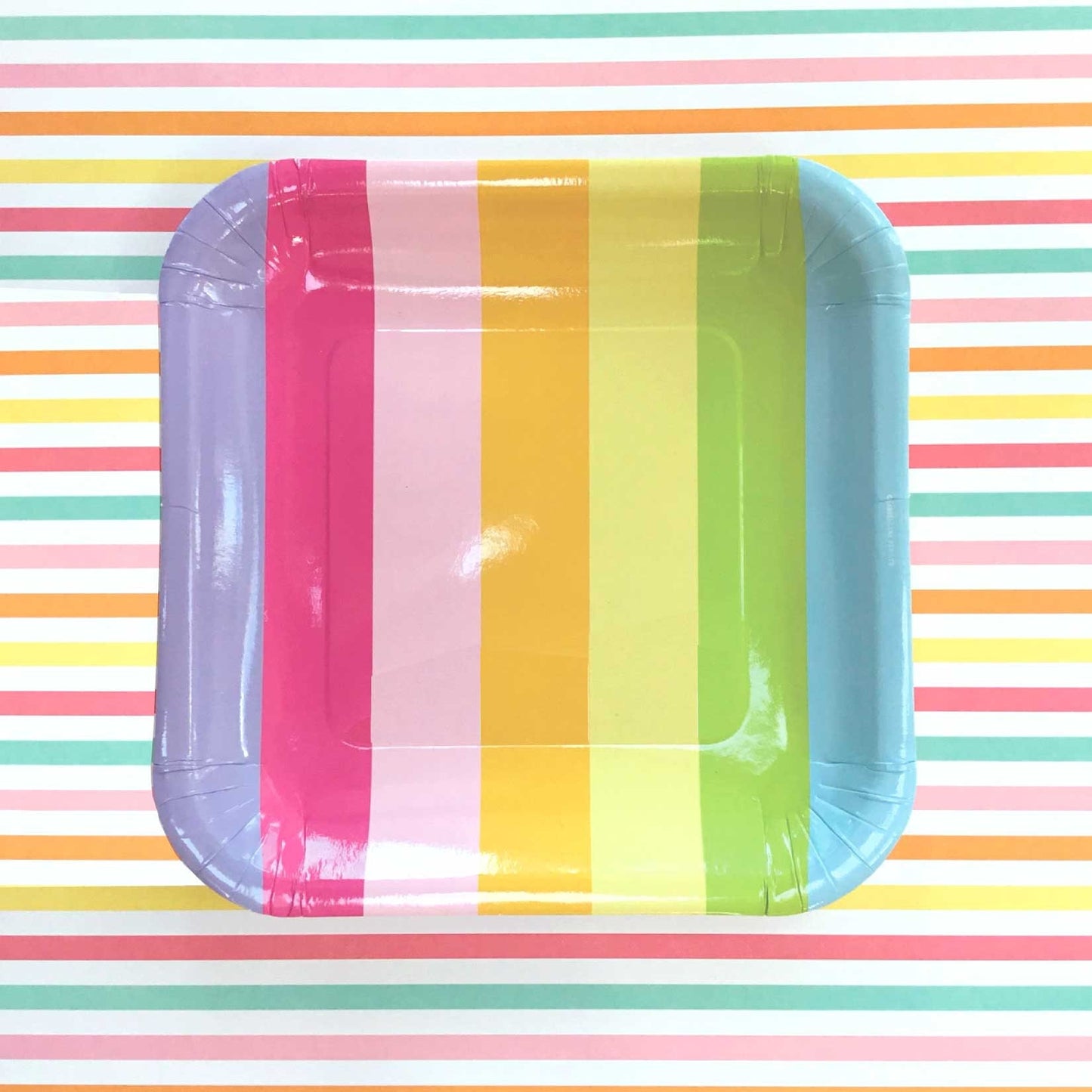 Pastel Rainbow Stripe Square Plates