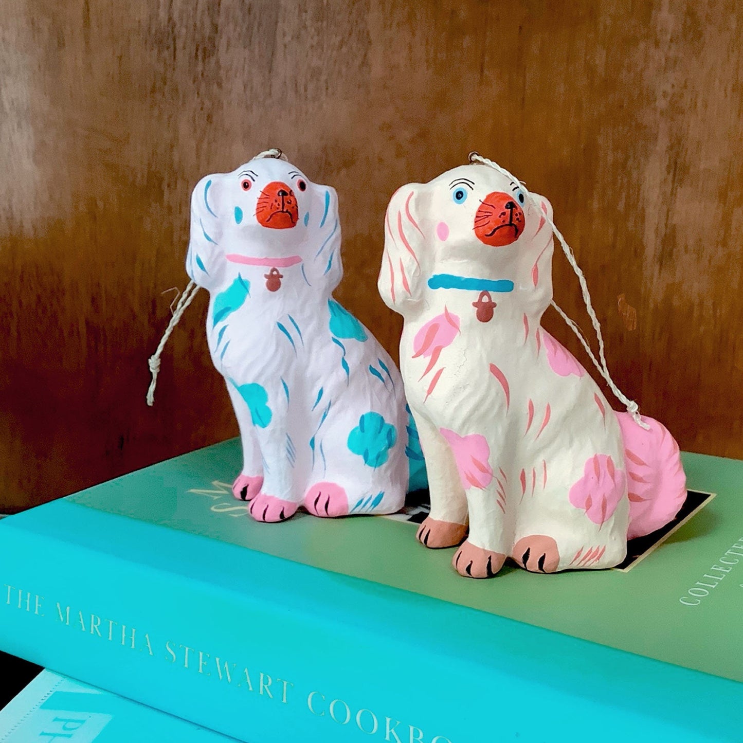 Cody Foster Pastel Staffordshire Dogs Pair 4.25" Ornament